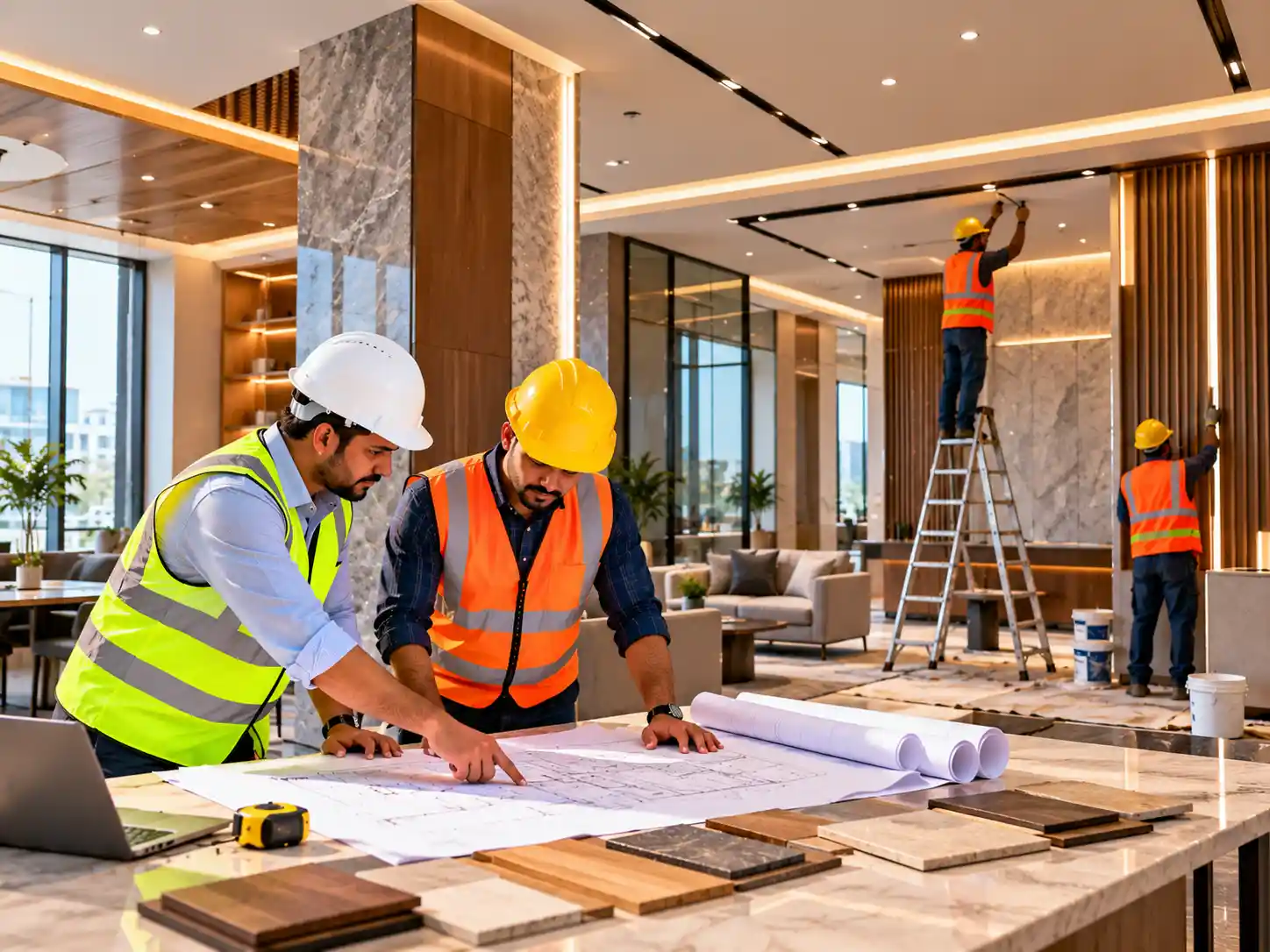 Residential construction team at work