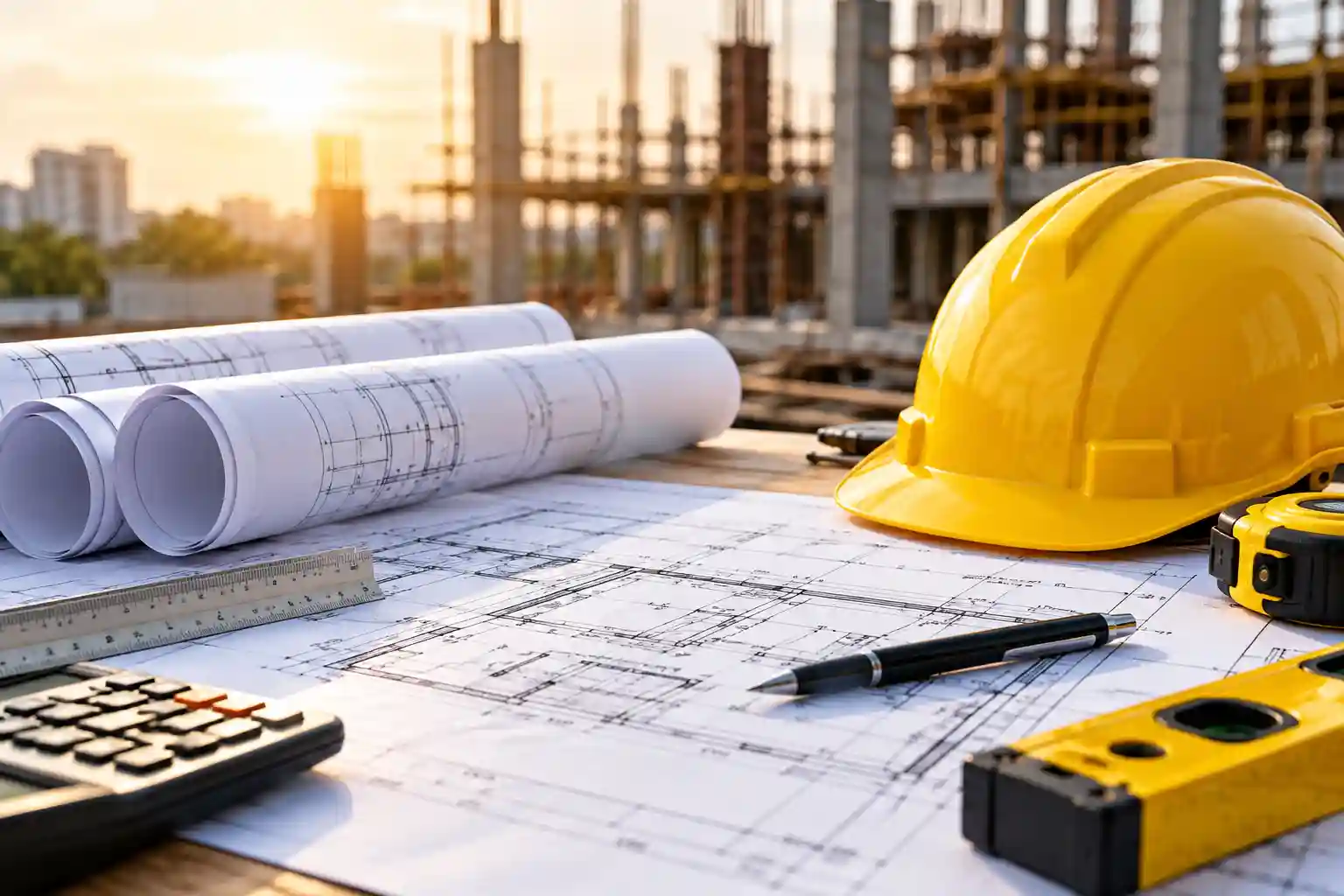 Architectural plans and construction planning materials