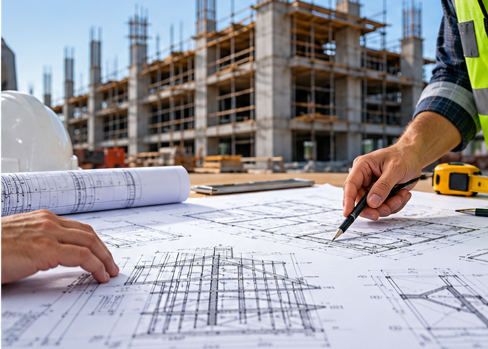 Engineering coordination at a building construction site