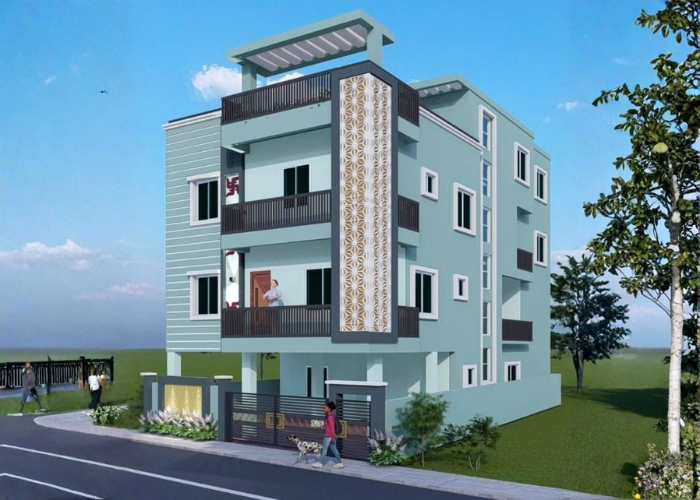 Completed modern residential house