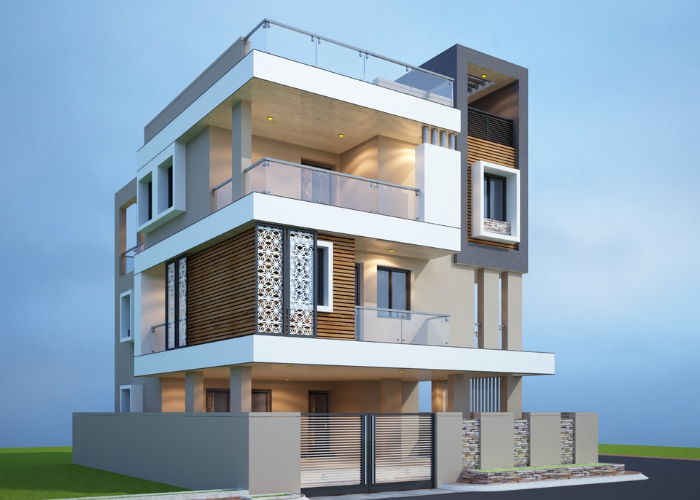 Modern completed building exterior