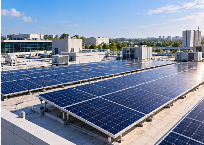 Commercial building rooftop solar panels